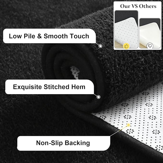 Keeko 4x6 Black Area Rugs for Bedroom, Soft Modern Living Room Rug Indoor Non - Image 2
