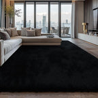 10X14 Large Shag Area Rugs for Living Room Bedroom, Big Soft Black Fluffy Rug by Boshengya