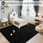 BENRON Fluffy Rugs for Living Room 6x9 Black, Washable Large Area Rugs for - Image 6