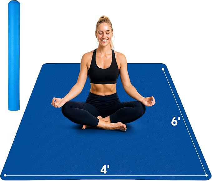 Stepwaver Extra Large Yoga Mat 6'x4', Ultra Durable, Wide Workout Mat, Wide by Stepwaver