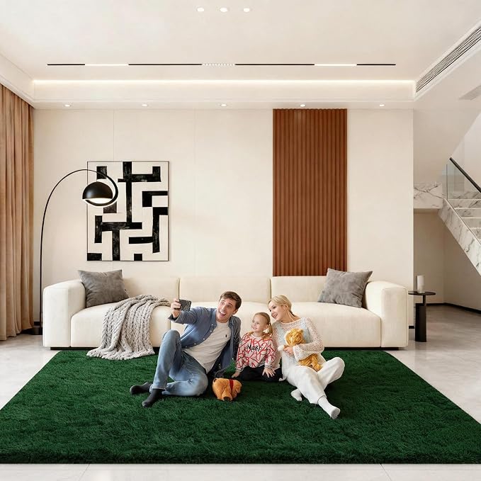 6x9 Area Rugs for Living Room, Large Fluffy Dark Green Rugs for Bedroom - Image 6