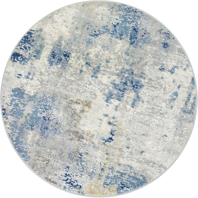 Lahome Modern Abstract Round Rug 3Ft, Contemporary Indoor Floor Throw Carpet - Image 9