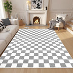 Terrug Grey and White Checkered Rug by TerrugHomeDecor