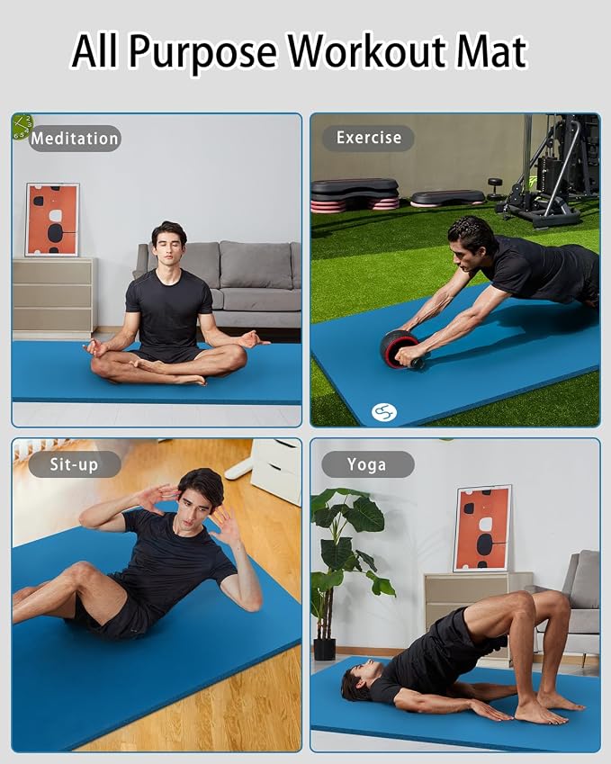 Yoga Mat for Men Women Extra Wide Exercise Mat 76"x35" 15mm Thick Large Workout - Image 6