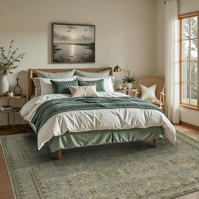 Rugxara 5x7 Area Rugs for Living Room Bedroom, Washable Rug, Vintage Floral - Image 3