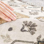 6x9 Washable Area Rug: Vintage Neutral Soft Non Slip Thin Large Floor Carpet - Image 5