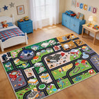 Kids Rug Playroom Car Play Mat City Life Road Rug by Pyrrhiteisalwayswithyou