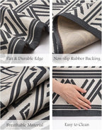 Outdoor Rug Carpet 5x8 ft, Flatweave Textured Outdoor Patio Rug Non Slip Indoor - Image 4