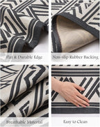 Outdoor Rug Carpet 9x12 ft, Flatweave Textured Outdoor Patio Rug Non Slip - Image 4