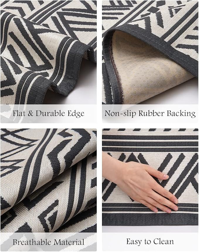 Outdoor Rug Carpet 9x12 ft, Flatweave Textured Outdoor Patio Rug Non Slip - Image 4