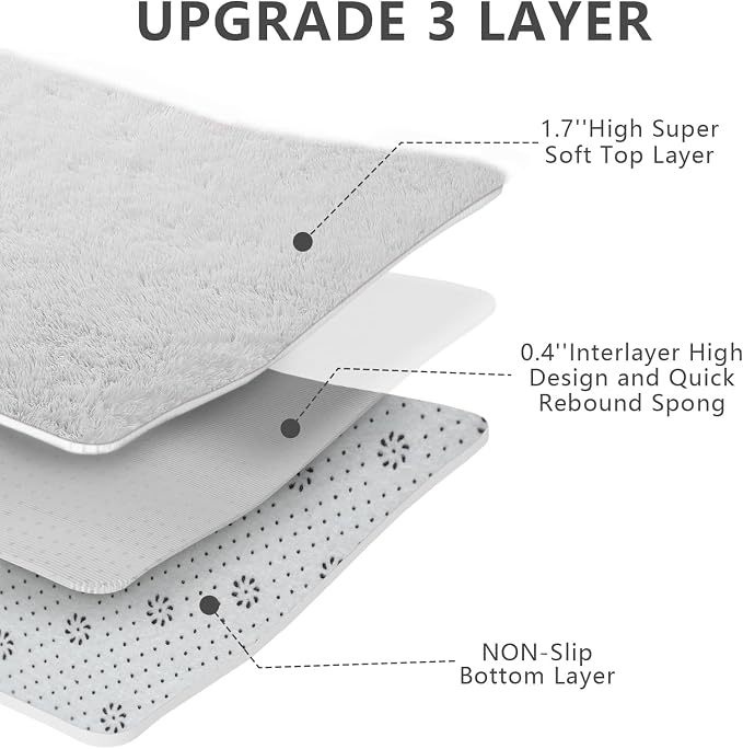 Shag Area Rugs for Bedroom Living Room, 6X9 Ultra Soft White Fluffy Area Rugs - Image 6