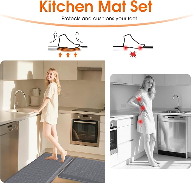 TranquilRelax 4/5 Inch Thick 2-Piece Anti-Fatigue Kitchen Mats, Cushioned - Image 5