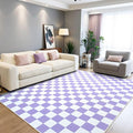 Terrug Purple and White Checkered Rug by TerrugHomeDecor