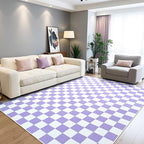 Terrug Purple and White Checkered Rug by TerrugHomeDecor