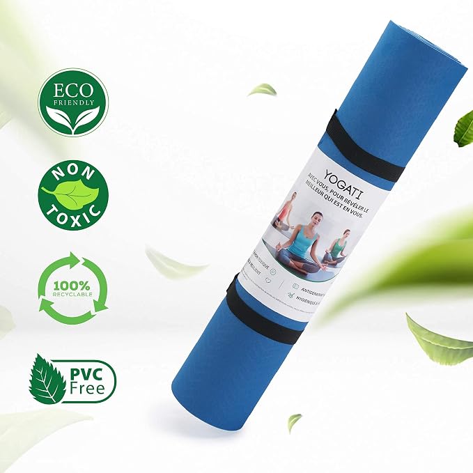 YOGATI® Yoga Mat with Strap with Alignment Lines. Home Workout Mat - Image 5