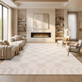 GarveeHome Beige Checkered Rug 5×7 Area Rugs by GarveeHome