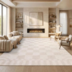 GarveeHome Beige Checkered Rug 5×7 Area Rugs by GarveeHome