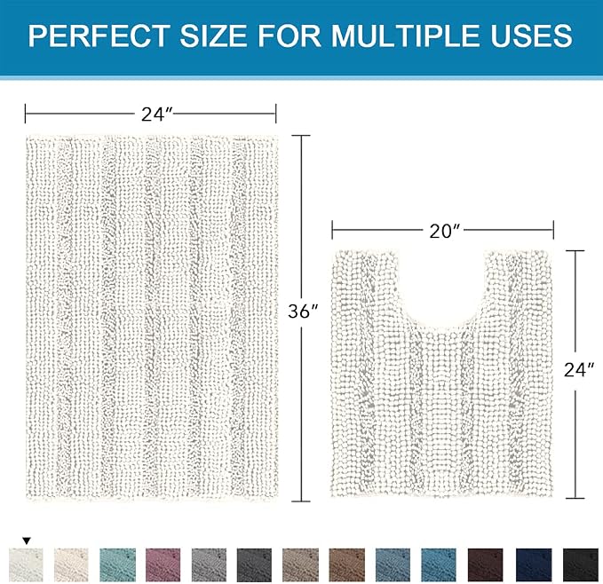 H.VERSAILTEX Bathroom Rugs Bath Rug Set 2 Piece Bathroom Contour Rug Toilet Mat - Image 2