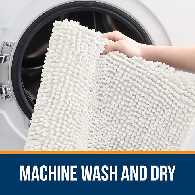 OLANLY Bathroom Runner Rugs 47x20, Extra Soft Absorbent Chenille Bath Rugs - Image 5