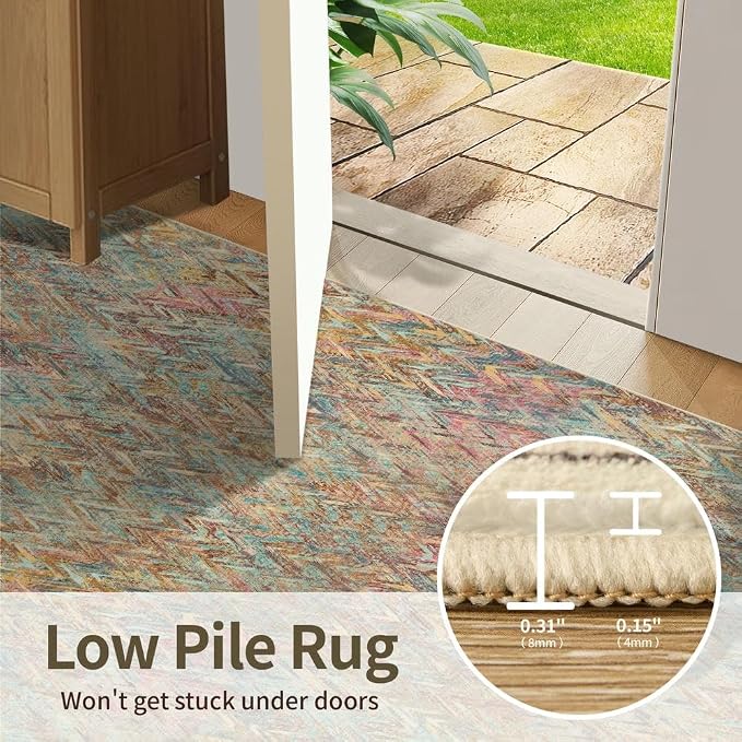 Rugxara Floral Rug for Living Room Bedroom, 4x6 Washable Rug, Vintage Boho Style - Image 6