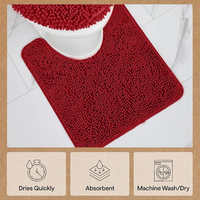 GORILLA GRIP Plush Absorbent Shaggy Chenille Bath Rug Mat - Image 7