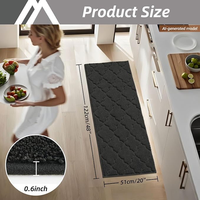COSY HOMEER-Kitchen-Rugs 20"x48" Non-Slip Absorbent Soft Kitchen Runner Rug - Image 7