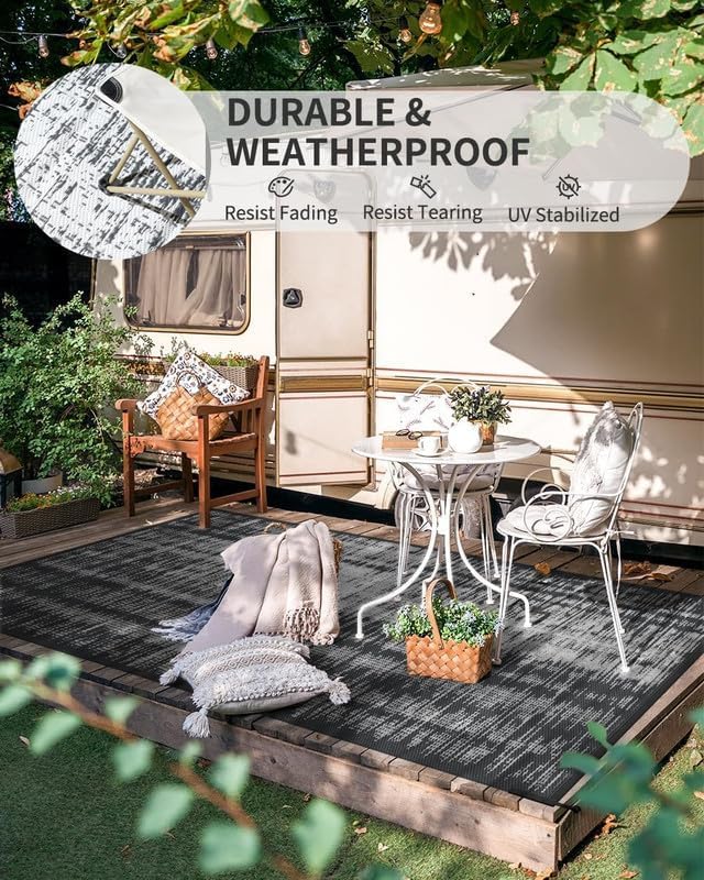 MontVoo Outdoor Rug Waterproof 6x9 ft Outdoor Carpet Patio Rug Mat Reversible - Image 7