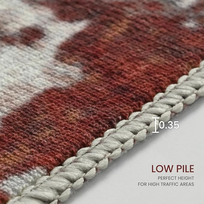 Living Room Rug 7x10 Beige Area Rugs Machine Washable Abstract Boho Large Rug - Image 8
