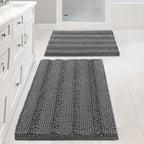 H.VERSAILTEX Grey Bathroom Rug Set Bath Mats, 2 Piece Bath Rugs Non Slip Thick by HVERSAILTEX
