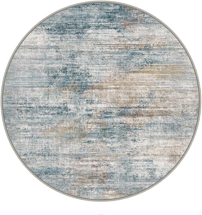 BEIMO Round Rugs 5ft for Living Room Bedroom, Modern Abstract Machine Washable - Image 2