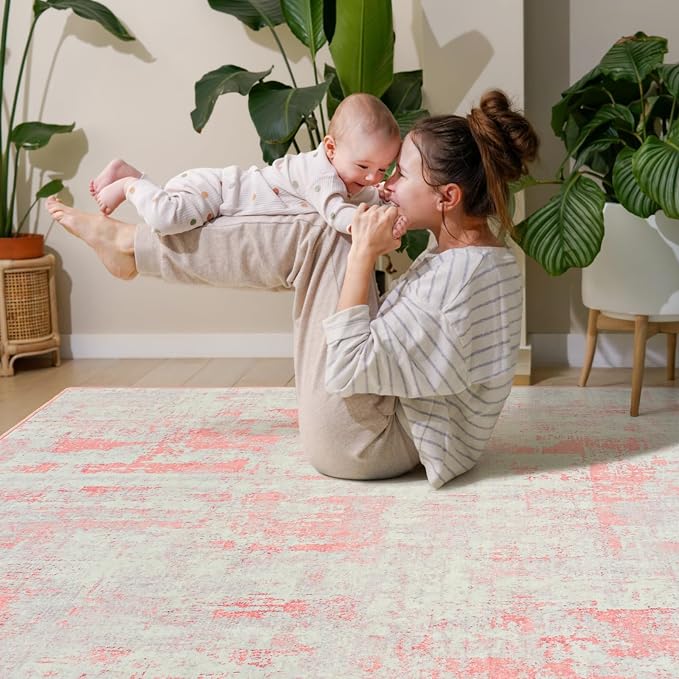 Toneed Abstract Area Rug Modern Washable Rug Soft Non Slip Rug Low Pile - Image 4