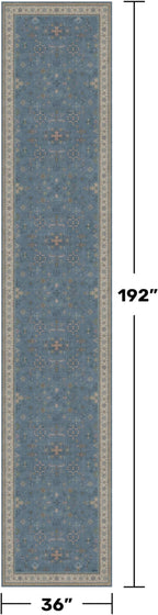 Hazo Haus Neutral Blue Washable 3x16 Extra Long Hallway Runner Rug, Boho - Image 2