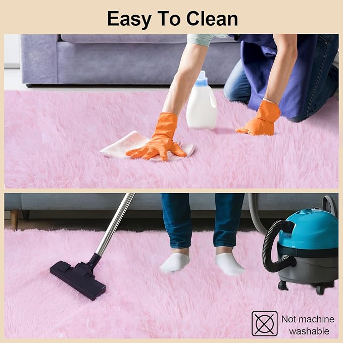 Mugorn Pink Fluffy Soft Rugs for Girls Bedroom, 5x7 Ft Large Shaggy Area Rugs - Image 9