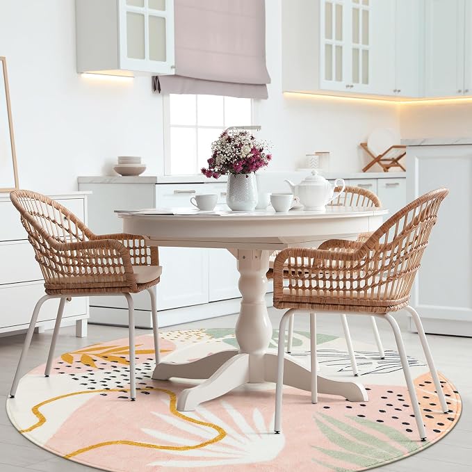 Lahome Pink Round Rug 7Ft - Image 7