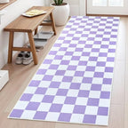 Terrug Purple and White Checkered Area Rug - Image 3