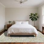 Vintage Beige Blue Living Room Rug, 6x9 Washable Area Rugs - Image 3
