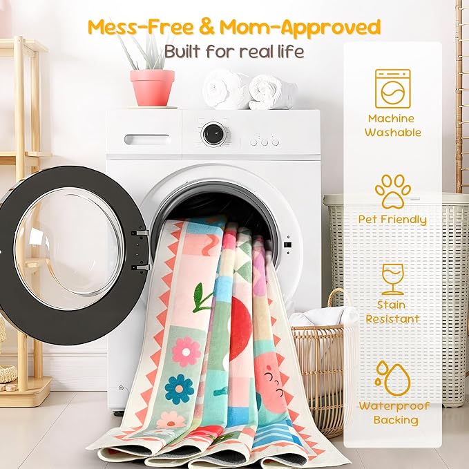 4x6 Washable Kid Bedroom Rug for Girls, Soft Non-Slip Toddler Playroom Carpet - Image 7
