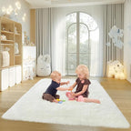 Mugorn 4x6 Rugs for Living Room, Large Fluffy Cream White Area Rugs for Bedroom - Image 3