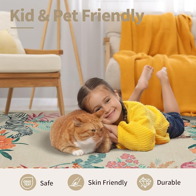 Rugxara Area Rugs 5x7 for Living Room Bedroom, Animal Washable Rug, - Image 7