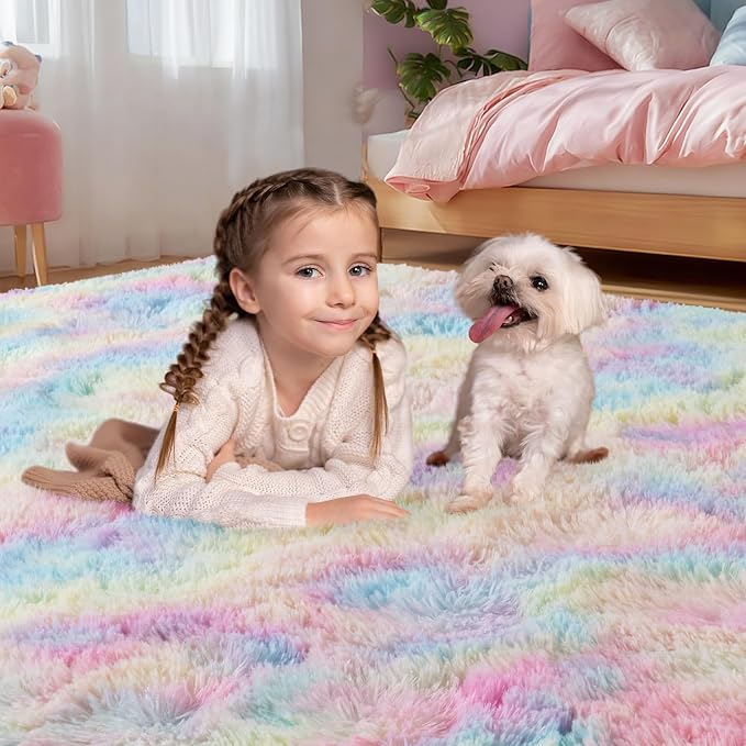 qulint 8x10 Area Rug for Bedroom, Large Fluffy Soft Living Room Rug, Fuzzy Kids - Image 8