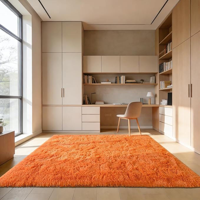 Andecor Shag Area Rug for Living Room, 6x9 Feet Orange Soft Fluffy Indoor Plush - Image 8