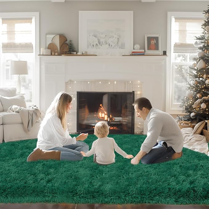 Mugorn 8x10 Rugs for Living Room, Large Fluffy Dark Green Area Rugs for Bedroom - Image 7