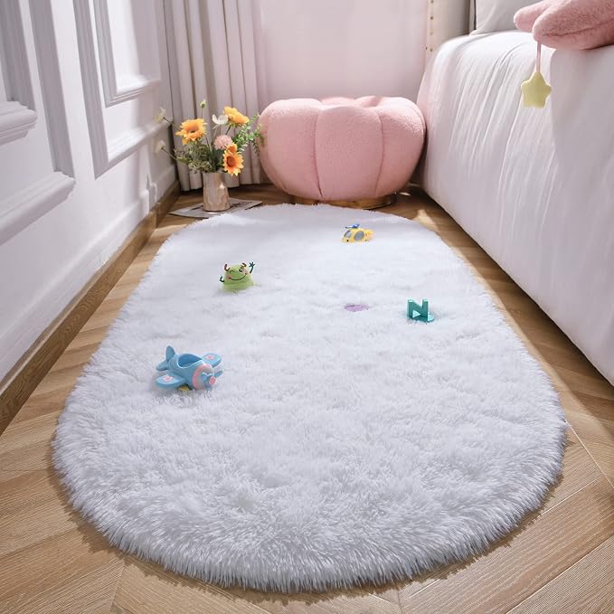 LOCHAS Bedroom Rug 2.6' x 5.3', Soft Oval Throw Rugs Carpet - Image 4