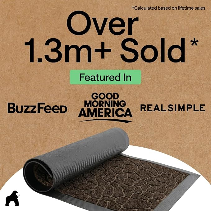 GORILLA GRIP 100% Waterproof All-Season WeatherMAX Doormat, US Designed Natural - Image 4