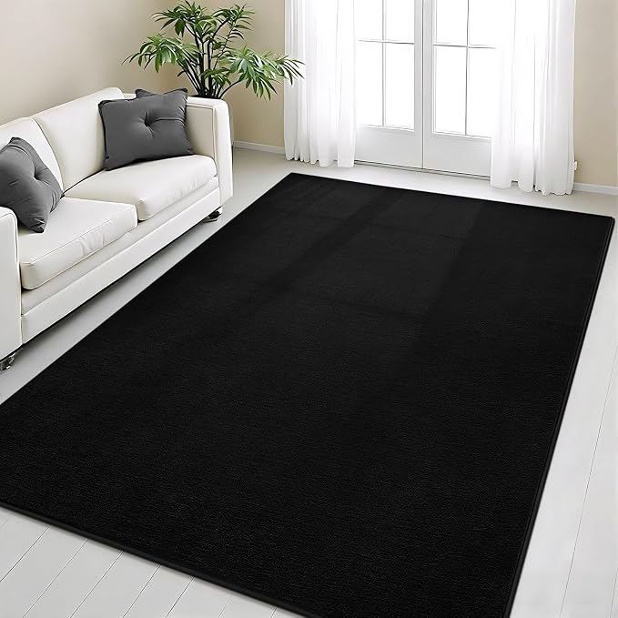 Vasofe Black Area Rugs for Living Room Bedroom, 4x6 Modern Thickened by VasofeSoftFluffyRugs