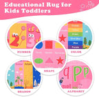 Pink Kids Rug for Playroom Classroom, ABC Alphabet Numbers Play Toddlers Rugs - Image 6
