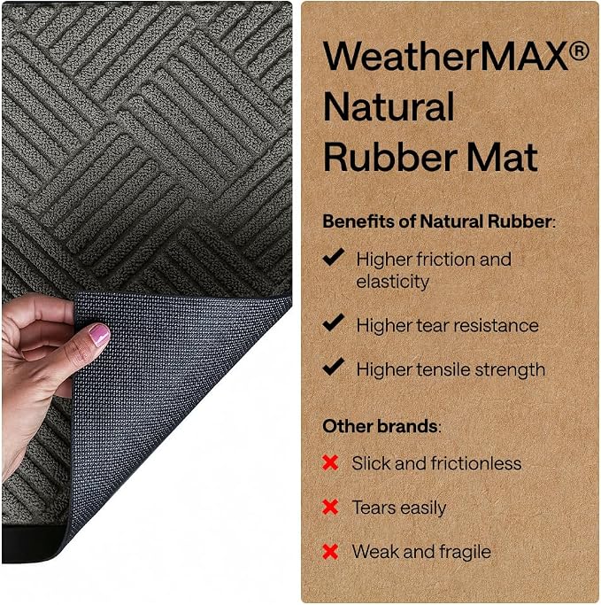 GORILLA GRIP 100% Waterproof All-Season WeatherMAX Doormat US Designed Natural - Image 6