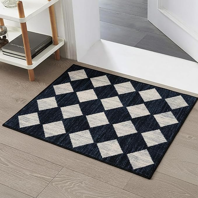 Lahome Zelie Moroccan Trellis Area Rug, 2x3 Small Black Checkered Entryway Rug - Image 5