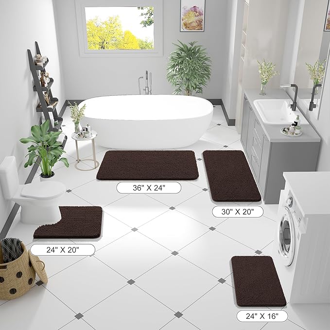 OLANLY Bathroom Rugs 36x24, Extra Soft Absorbent Chenille Bath Rugs, Rubber - Image 2