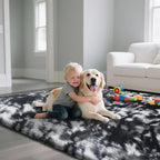 Fluffy Rug Shag Area Rug, Mottling Black 2x4 Area Rugs - Image 4